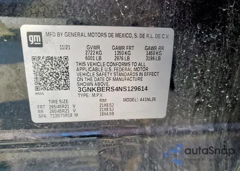 2022 Chevrolet Blazer Rs из США, поврежденный, VIN 3GNKBERS4NS129614